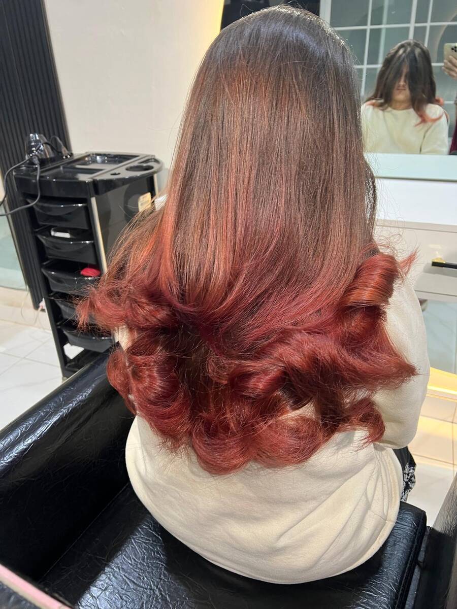 Gorgeous Red Curls Hair Styling Lahore