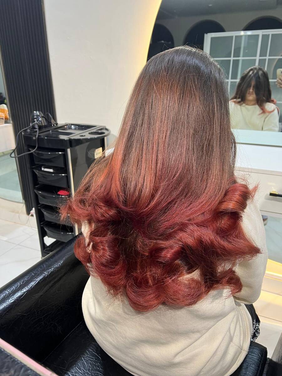 Stunning Red Ombre Hair Coloring DHA Lahore